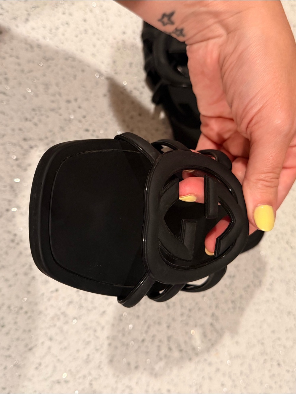 Gucci Matte Black Interlocking G Slide Sandals - Picture 4 of 6